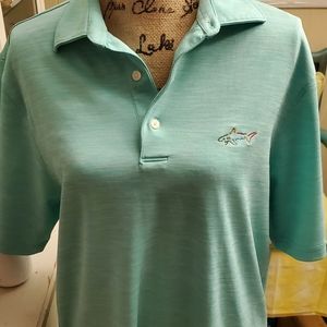 Greg Norman shark golf polo shirt men's medium aqua dry fit Style short sleeve